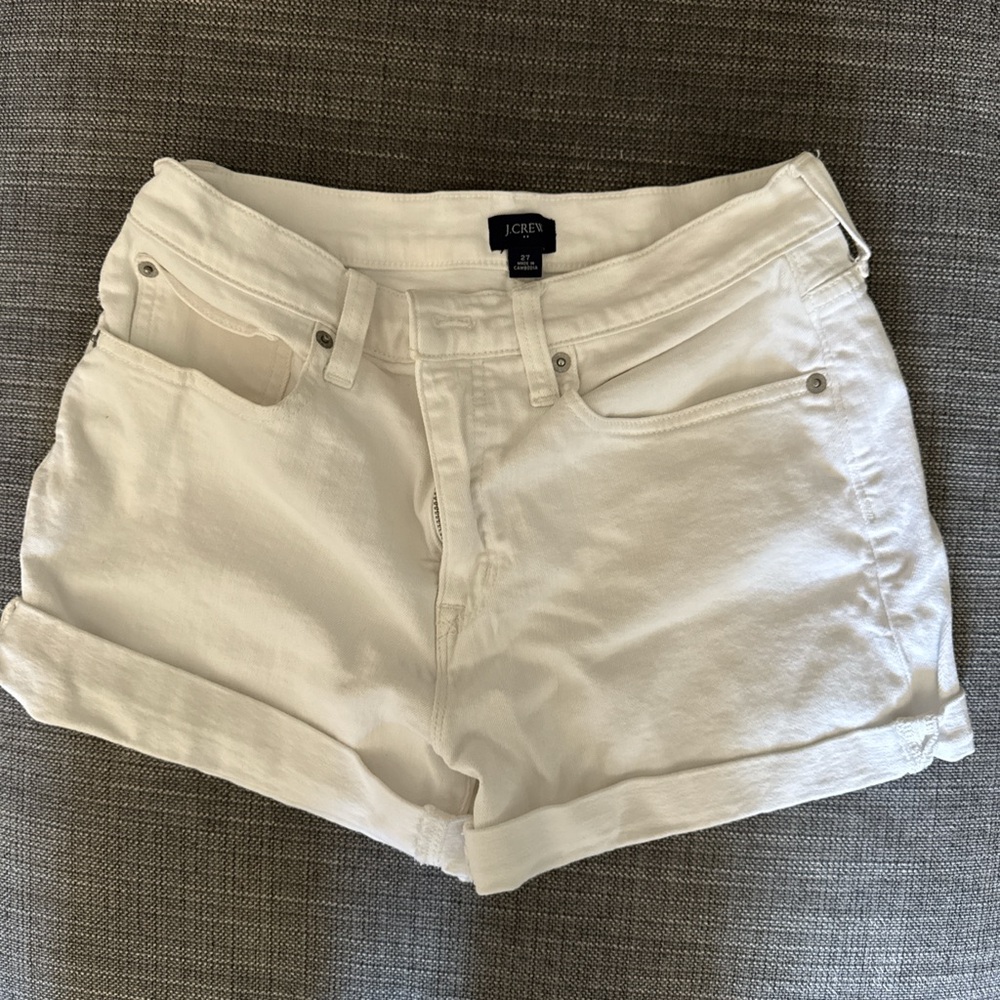 J. Crew White Jean Shorts with Rolled Hem